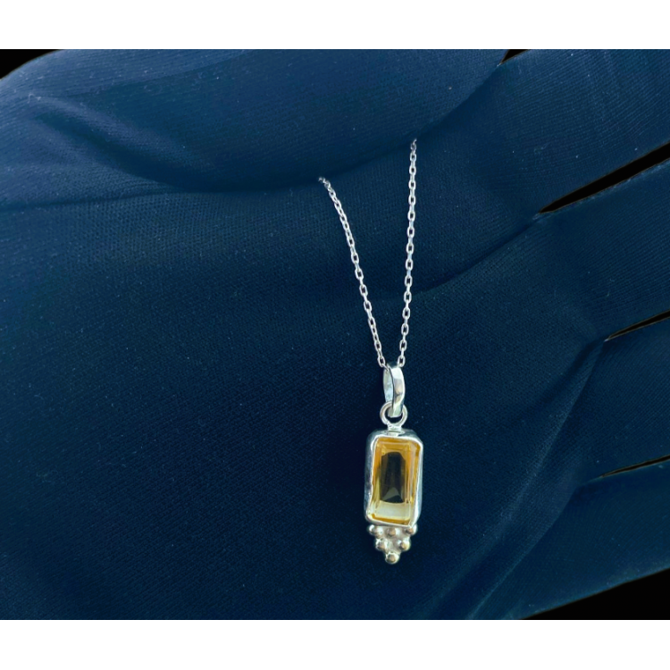 CITRINE NATURAL STONE DESIGN SILVER PENDANT