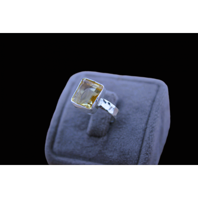 CITRINE NATURAL STONE DESIGN SILVER RING